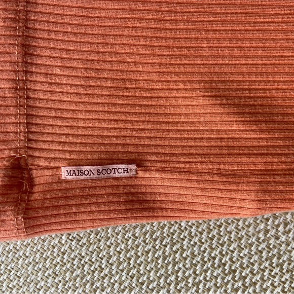 SCOTCH & SODA Women’s Shirt Orange Short Sleeve Shirt Knit Cotton Scoop Medium - Picture 4 of 5